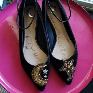 Sam Edelman Velvet Ankle Strap Flats
